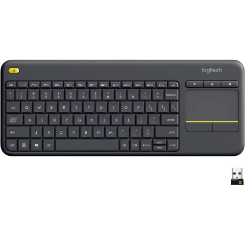 로지텍 [아마존베스트]Logitech K400 Plus Wireless Touch TV Keyboard with Easy Media Control and Built-In Touchpad