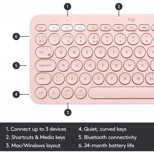 로지텍 [아마존베스트]Logitech K380 Multi-Device Wireless Bluetooth Keyboard - Rose