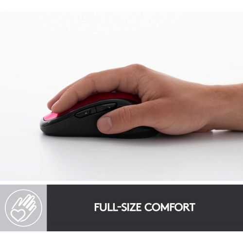 로지텍 [아마존베스트]Logitech M510 Wireless Computer Mouse  Comfortable Shape with USB Unifying Receiver, with Back/Forward Buttons and Side-to-Side Scrolling, Red