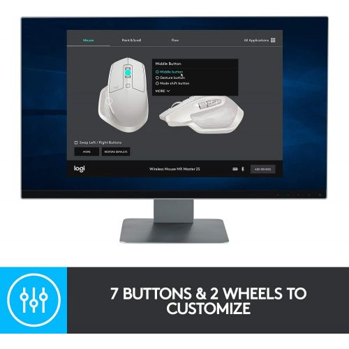 로지텍 [아마존베스트]Logitech MX Master 2S Wireless Mouse  Use on Any Surface, Hyper-fast Scrolling, Ergonomic Shape, Rechargeable, Control up to 3 Apple Mac and Windows Computers (Bluetooth or USB),