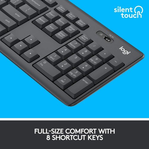 로지텍 [아마존베스트]Logitech MK295 Wireless Mouse & Keyboard Combo with SilentTouch Technology, Full Numpad, Advanced Optical Tracking, Lag-Free Wireless, 90% Less Noise - Graphite