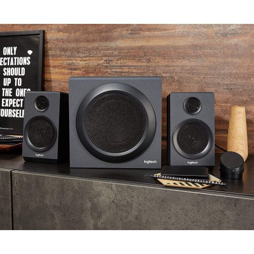 로지텍 Logitech Z333 2.1 speaker system with subwoofer Deep bass, 80 watts peak power, 3.5mm & RCA inputs, multi device, control unit, EU plug, PC / PS4 / Xbox / TV / phone / tablet Bla