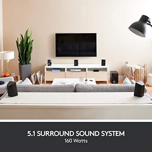 로지텍 Logitech Z607 5.1 Surround Sound Speakers (Bluetooth, CINCH, 160 W peak power, remote control, compatible with computers, PCs, TVs, phones and tablets)