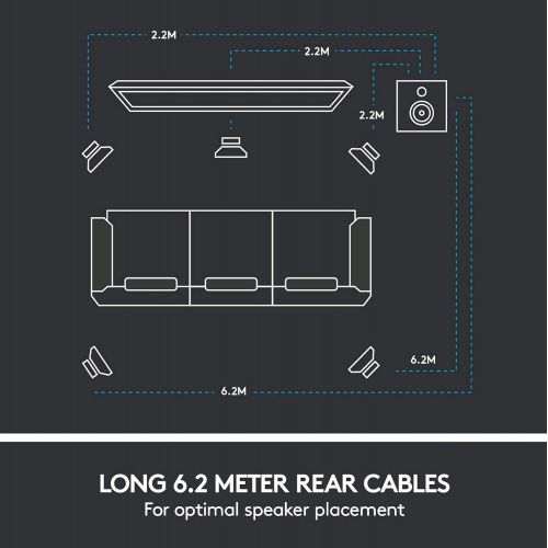 로지텍 Logitech Z607 5.1 Surround Sound Speakers (Bluetooth, CINCH, 160 W peak power, remote control, compatible with computers, PCs, TVs, phones and tablets)