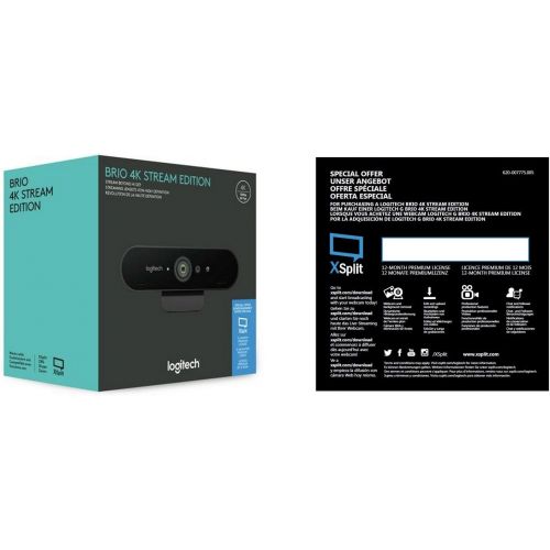 로지텍 [아마존베스트]Logitech Brio Gaming 4K Webcam (Streaming Edition HD Webcam 1080p, 12-Month Premium License XSplit Included) Black