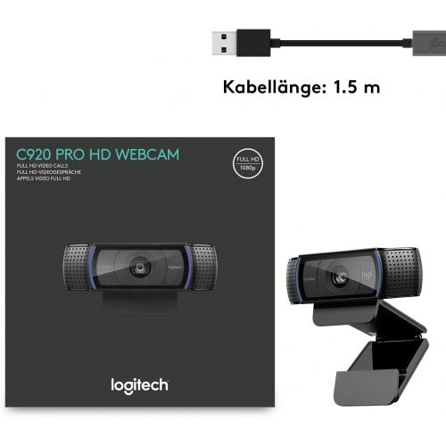 로지텍 [아마존베스트]Logitech C920 HD Pro Webcam for Amazon, Full HD 1080p / 30fps Video Calling, Clear Stereo Sound, HD Light Correction, For Skype, Zoom, FaceTime and Hangouts, PC / Mac / Laptop / Ma