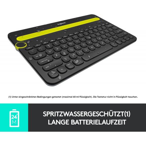 로지텍 [아마존베스트]Logitech K480 Bluetooth Multi-Device Keyboard Bluetooth - German Layout