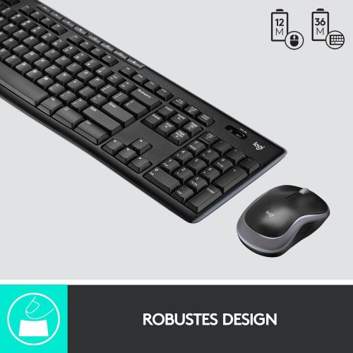 로지텍 [아마존베스트]Logitech MK270 wireless keyboard and mouse set, 2.4 GHz wireless connection via nano USB receiver, long battery life, for Windows and ChromeOS PCs / laptops, German QWERTZ layout -