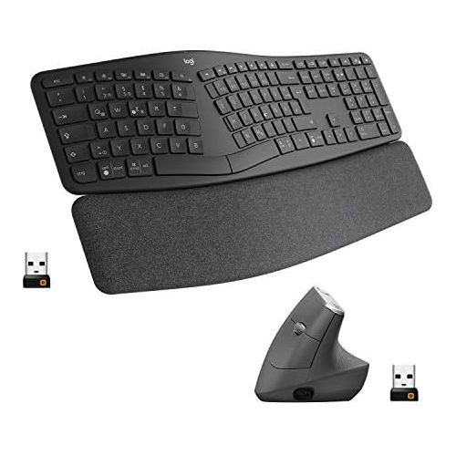 로지텍 [아마존베스트]Logitech ERGO K860 Wireless Ergonomic Keyboard with Split Key Arrangement, Wrist Rest and Support for Natural Typing - Windows/Mac, Bluetooth, USB Receiver, QWERTZ Layout Graphite