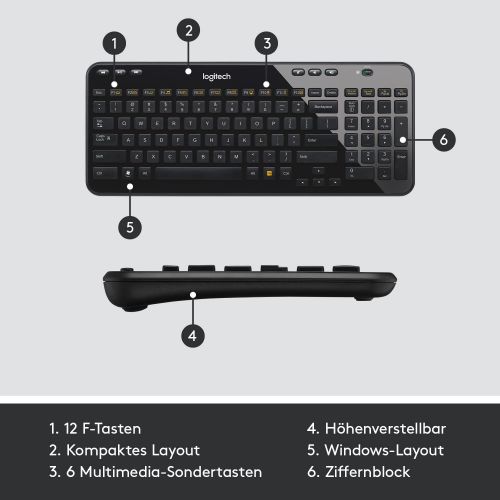 로지텍 [아마존베스트]Logitech K360 wireless keyboard (German keyboard layout, QWERTZ) black