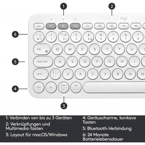 로지텍 [아마존베스트]Logitech K380 Bluetooth Keyboard for Windows, White