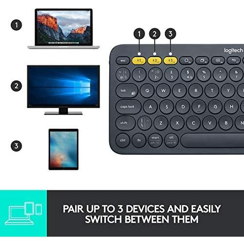 로지텍 [아마존베스트]Logitech K380 wireless Bluetooth keyboard, multi-device & easy-switch feature, Windows and Apple shortcuts, PC / Mac / tablet / mobile phone / Apple iOS + TV, English QWERTY layout