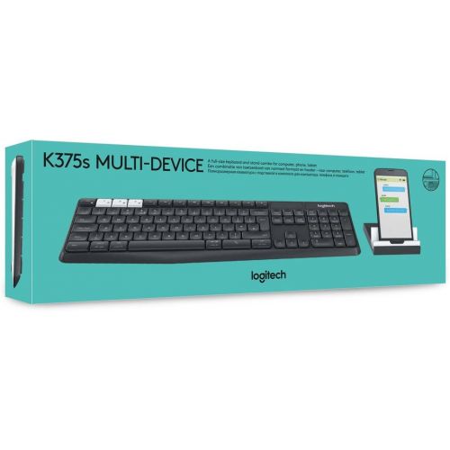 로지텍 [아마존베스트]Logitech K375s Wireless Keyboard & Smartphone Holder, Bluetooth & 2.4 GHz Connection, Multi-Device & Easy Switch Feature, PC/Mac/Tablet/Smartphone, German QWERTZ Layout - Graphite/