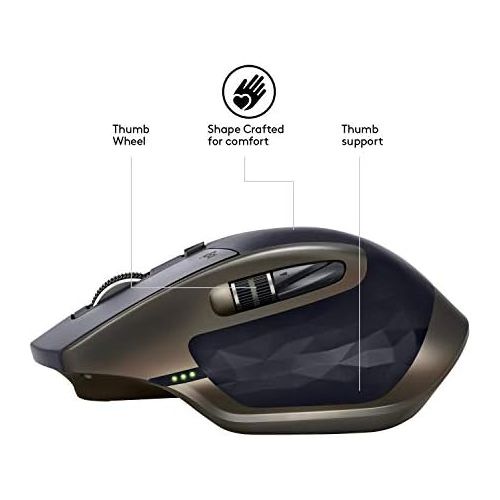 로지텍 [아마존베스트]Logitech MX Master wireless mouse Amz, Bluetooth / 2.4 GHz connection via Unifying USB receiver, 1000 DPI sensor, rechargeable battery, multi-device, for all surfaces, 5 buttons, P