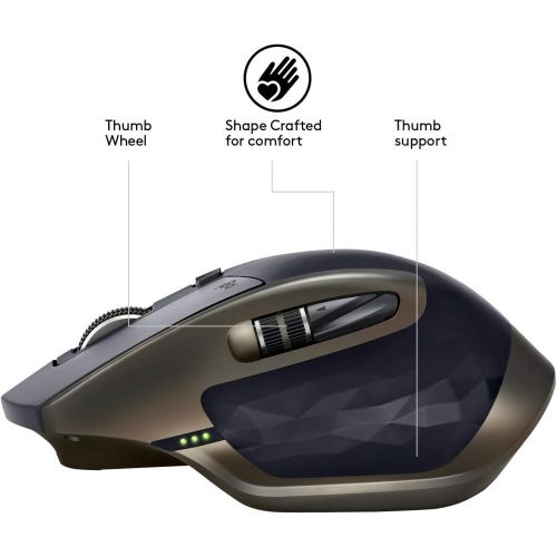 로지텍 [아마존베스트]Logitech MX Master wireless mouse Amz, Bluetooth / 2.4 GHz connection via Unifying USB receiver, 1000 DPI sensor, rechargeable battery, multi-device, for all surfaces, 5 buttons, P