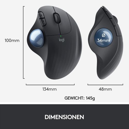 로지텍 [아마존베스트]Logitech ERGO M575 Wireless Trackball Mouse - Easy Thumb Control, Smooth Movement, Ergonomic Design, for Windows, PC & Mac with Bluetooth & USB Function