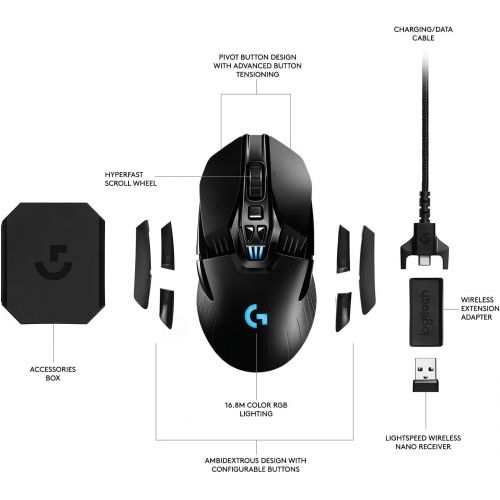 로지텍 Logitech G903 LIGHTSPEED Gaming Mouse with POWERPLAY Wireless Charging Compatibility