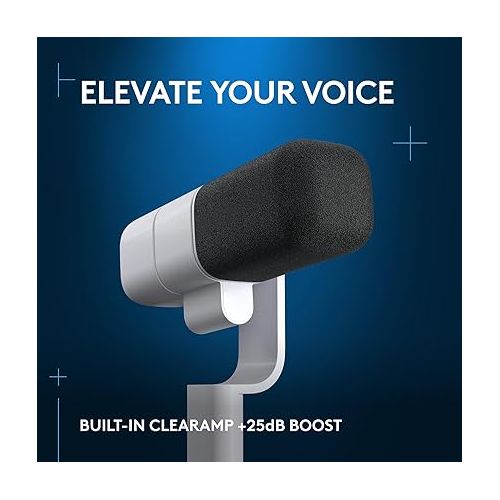  Logitech G Yeti Studio Active Dynamic XLR Broadcast Microphone for Gaming, ClearAmp Active Preamp, Dual-Diaphragm Capsule, Internal Shockmount - Off White