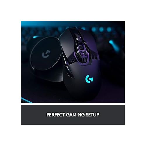  Logitech G903 LIGHTSPEED Wireless Gaming Mouse W/ Hero 25K Sensor, PowerPlay Compatible, 140+ Hour with Rechargeable Battery and Lightsync RGB, Ambidextrous, 107G+10G optional, 25,600 DPI, Black