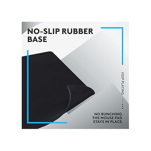  Logitech G840 XL Cloth Gaming Mouse Pad - 0.12 in Thin, Stable Rubber Base, Performance-Tuned Surface - Black