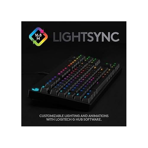  Logitech G PRO Mechanical Gaming Keyboard, Ultra Portable Tenkeyless Design, Detachable Micro USB Cable, 16.8 Million Color LIGHTSYNC RGB Backlit Keys