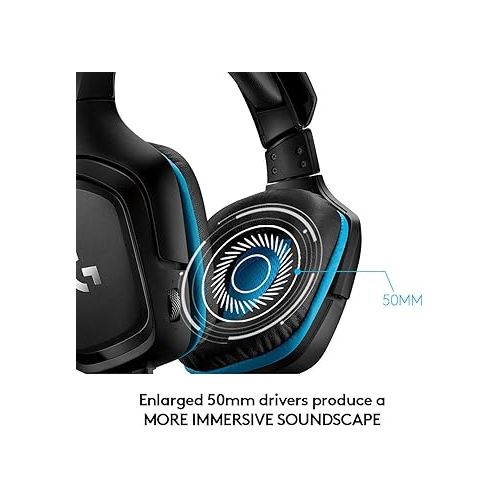  Logitech G432 Wired Gaming Headset, 7.1 Surround Sound, DTS Headphone:X 2.0, Flip-to-Mute Mic, PC (Leatherette) Black/Blue, 7.2 x 3.2 x 6.8 inches