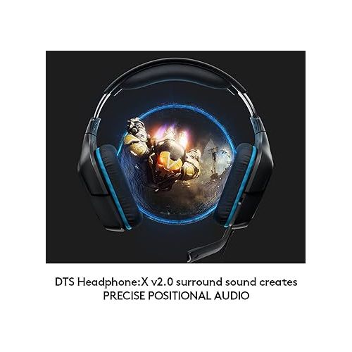  Logitech G432 Wired Gaming Headset, 7.1 Surround Sound, DTS Headphone:X 2.0, Flip-to-Mute Mic, PC (Leatherette) Black/Blue, 7.2 x 3.2 x 6.8 inches