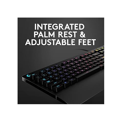  Logitech G213 Prodigy Gaming Keyboard, LIGHTSYNC RGB Backlit Keys, Spill-Resistant, Customizable Keys, Dedicated Multi-Media Keys - Black