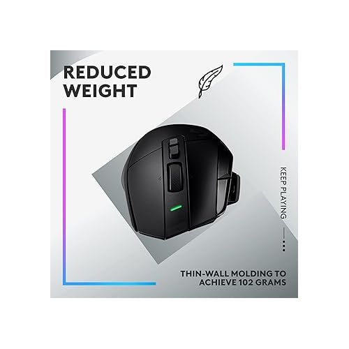  Logitech G502 X Lightspeed Wireless Gaming Mouse - LIGHTFORCE hybrid optical-mechanical switches, HERO 25K gaming sensor, compatible with PC - macOS/Windows - Black