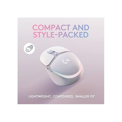  Logitech G705 Wireless Gaming Mouse, Customizable LIGHTSYNC RGB Lighting, Lightspeed Wireless, Bluetooth Connectivity, Lightweight, PC/Mac/Laptop - White Mist