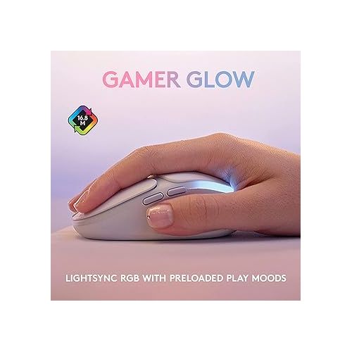  Logitech G705 Wireless Gaming Mouse, Customizable LIGHTSYNC RGB Lighting, Lightspeed Wireless, Bluetooth Connectivity, Lightweight, PC/Mac/Laptop - White Mist