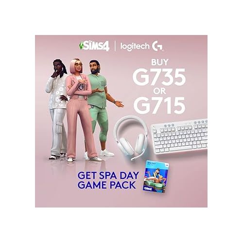  Logitech G715 Wireless Mechanical Gaming Keyboard with LIGHTSYNC RGB, LIGHTSPEED, Tactile Switches (GX Brown), and Keyboard Palm Rest, PC/Mac Compatible - White Mist