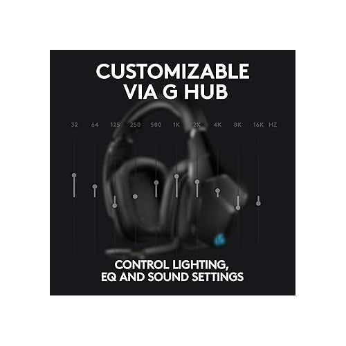  Logitech G935 Wireless DTS:X 7.1 Surround Sound LIGHTSYNC RGB PC Gaming Headset - Black/Blue