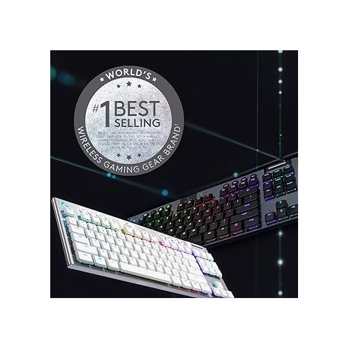  Logitech G915 TKL Tenkeyless Lightspeed RGB Mechanical Gaming Keyboard, Low Profile Switch Options, LIGHTSYNC RGB, Advanced Wireless and Bluetooth Support - Tactile (Renewed)