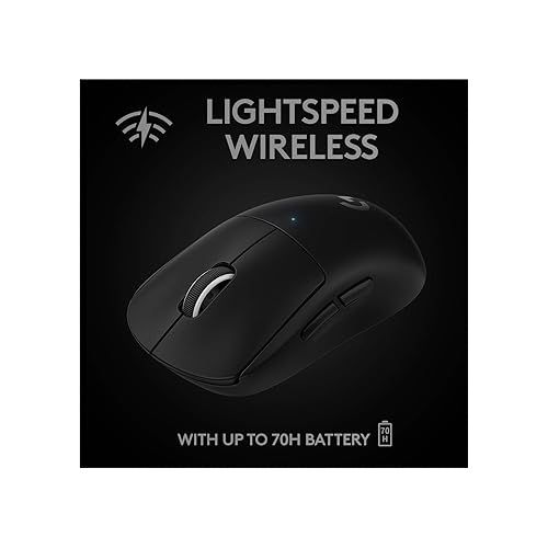  Logitech G PRO X SUPERLIGHT Wireless Gaming Mouse, Ultra-Lightweight, HERO 25K Sensor, 25,600 DPI, 5 Programmable Buttons, Long Battery Life, Compatible with PC / Mac - Black