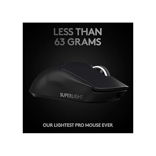  Logitech G PRO X SUPERLIGHT Wireless Gaming Mouse, Ultra-Lightweight, HERO 25K Sensor, 25,600 DPI, 5 Programmable Buttons, Long Battery Life, Compatible with PC / Mac - Black