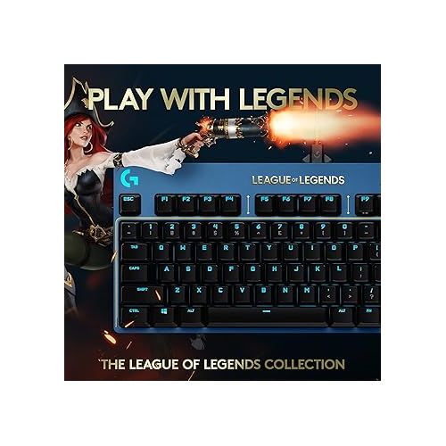  Logitech G PRO Mechanical Gaming Keyboard - Ultra-Portable Tenkeyless Design, Detachable USB Cable, LIGHTSYNC RGB Backlit Keys, Official League of Legends Edition