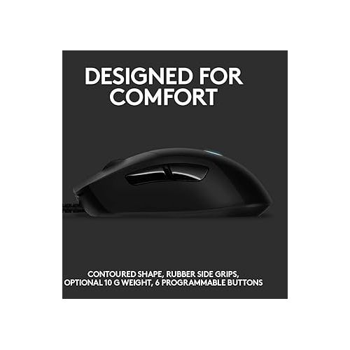  Logitech G403 Hero 25K Gaming Mouse, Lightsync RGB, Lightweight 87G+10G optional, Braided Cable, 25, 600 DPI, Rubber Side Grips, Black