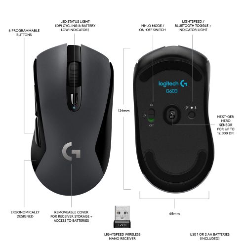  Logitech G603 LIGHTSPEED Wireless Gaming Mouse