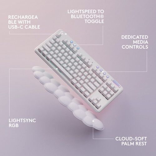  Logitech G G715 LIGHTSPEED Wireless Mechanical Gaming Keyboard (White Mist, GX Brown Switches)