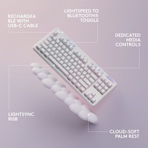  Logitech G G715 LIGHTSPEED Wireless Mechanical Gaming Keyboard (White Mist, GX Red Switches)