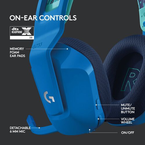  Logitech G G733 LIGHTSPEED Wireless RGB Gaming Headset (Blue)