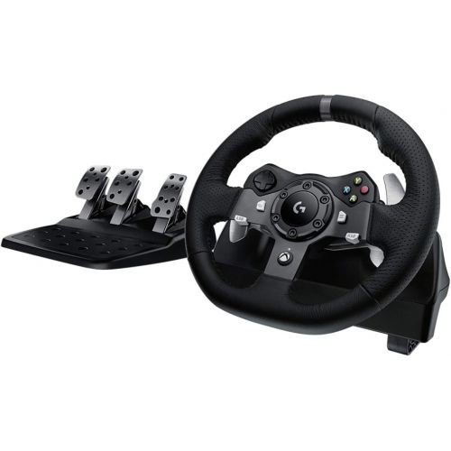  Logitech G920 Driving Force Racing Wheel and Floor Pedals, Real Force Feedback, Stainless Steel Paddle Shifters, Leather Steering Wheel Cover for Xbox Series XS, Xbox One, PC, Mac