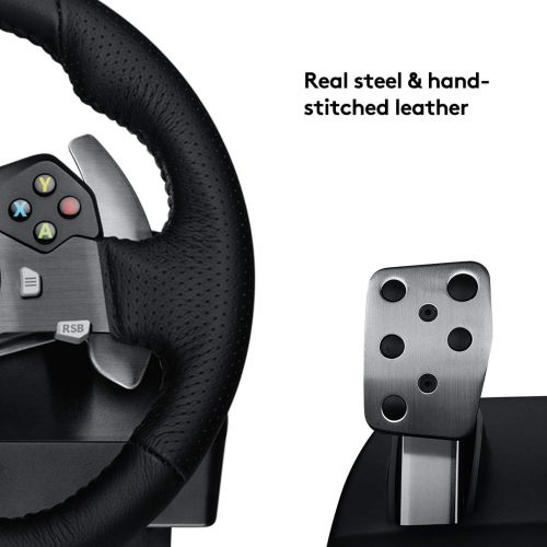  Logitech G920 Driving Force Racing Wheel and Floor Pedals, Real Force Feedback, Stainless Steel Paddle Shifters, Leather Steering Wheel Cover for Xbox Series XS, Xbox One, PC, Mac