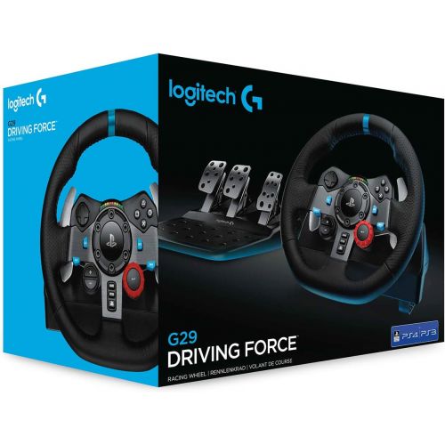  Logitech G Dual-Motor Feedback Driving Force G29 Gaming Racing Wheel with Responsive Pedals for PlayStation 5, PlayStation 4 and PlayStation 3 - Black