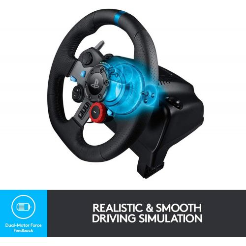  Logitech G Dual-Motor Feedback Driving Force G29 Gaming Racing Wheel with Responsive Pedals for PlayStation 5, PlayStation 4 and PlayStation 3 - Black