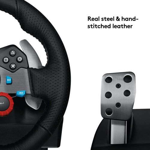  Logitech G29 Driving Force Racing Wheel and Floor Pedals, Real Force Feedback, Stainless Steel Paddle Shifters, Leather Steering Wheel Cover, Adjustable Floor Pedals, EU-Plug, PS4/