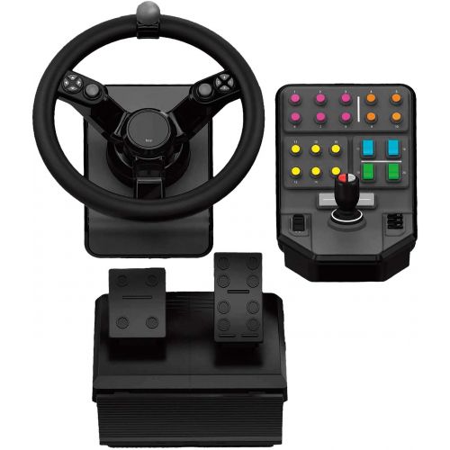  Logitech G Farm Simulator Heavy Equipment Bundle (2nd Generation), Steering Wheel Controller for Farm Simulation 19 (or Older), Wheel, Pedals, Vehicle Side Panel Control Deck for P