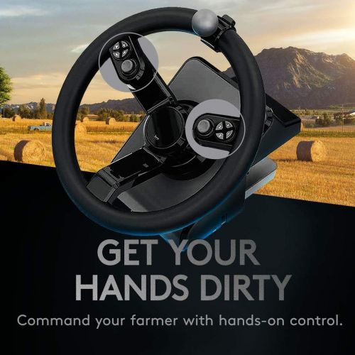  Logitech G Farm Simulator Heavy Equipment Bundle (2nd Generation), Steering Wheel Controller for Farm Simulation 19 (or Older), Wheel, Pedals, Vehicle Side Panel Control Deck for P