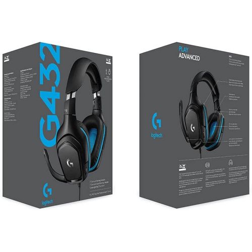  Logitech G432 DTS:X 7.1 Surround Sound Wired PC Gaming Headset (Leatherette)